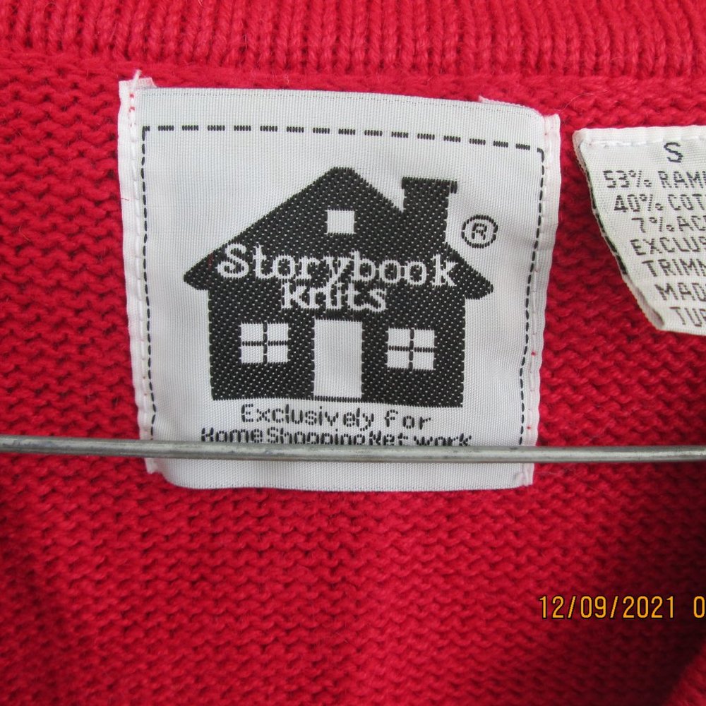 Storybook Knits Red Floral Gardenia Embellished Cardigan Size S Small NWOT - Picture 3 of 6